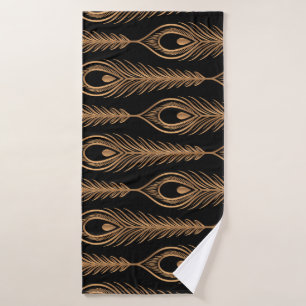 Peacock Feathers, Luxury Oriental Pattern. Bath Towel