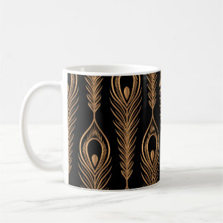 Peacock Feathers, Luxury Oriental Pattern. Coffee Mug