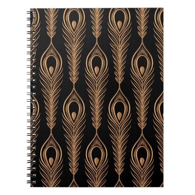 Peacock Feathers, Luxury Oriental Pattern. Notebook (Front)