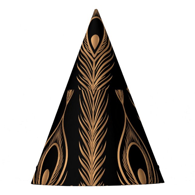 Peacock Feathers, Luxury Oriental Pattern. Party Hat (Front)