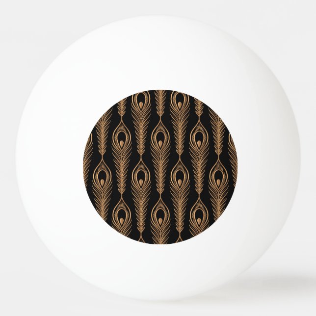 Peacock Feathers, Luxury Oriental Pattern. Ping Pong Ball (Front)