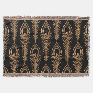Peacock Feathers, Luxury Oriental Pattern. Throw Blanket
