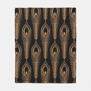 Peacock feathers luxury pattern seamless. Oriental Fleece Blanket