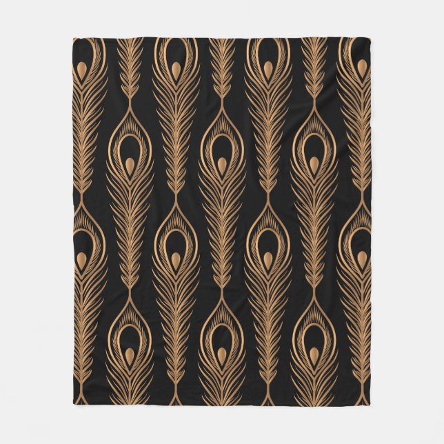 Peacock feathers luxury pattern seamless. Oriental Fleece Blanket (Front)