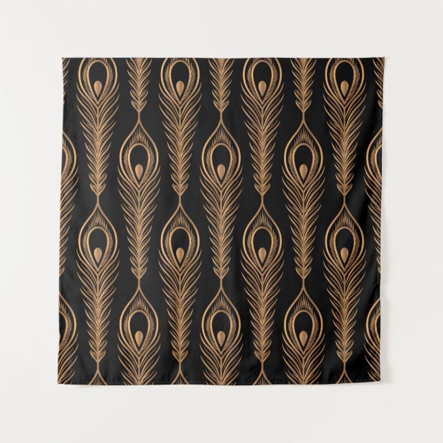 Peacock feathers luxury pattern seamless. Oriental Tapestry (Front)