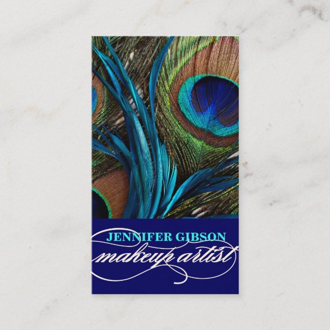 Peacock Feathers | Make-Up Artist Business Cards (Front)
