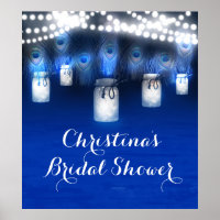 Peacock Feathers, Mason Jar Lights Banner Poster