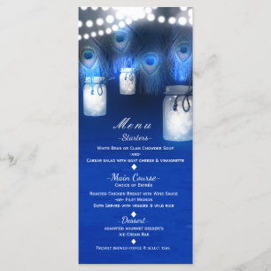 Peacock Feathers, Mason Jar & String Lights Menu