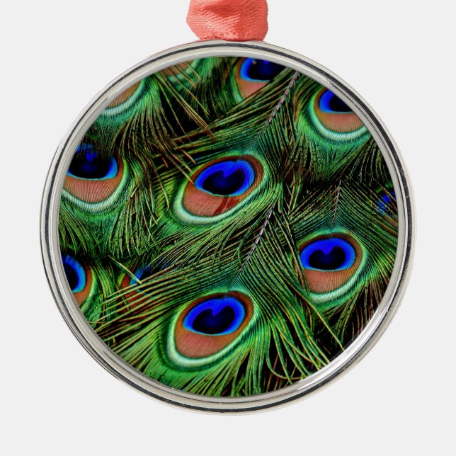 Peacock Feathers Metal Ornament (Front)