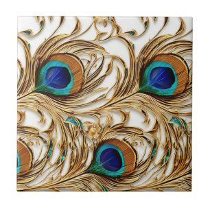 Peacock feathers modern seamless pattern luxury ceramic tile