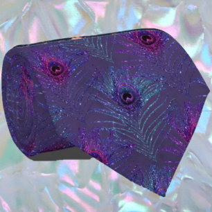 Peacock Feathers Navy Blue Glitter Necktie Neck