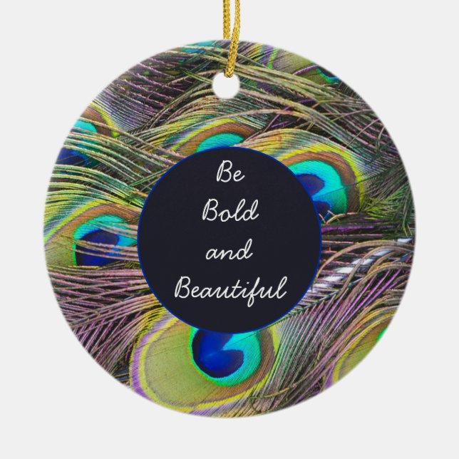 Peacock Feathers Ornament Round (Front)