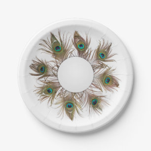 Peacock Feathers Paper Plate