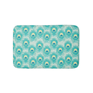 Peacock feathers pattern bath mat