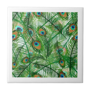 Peacock feathers pattern ceramic tile