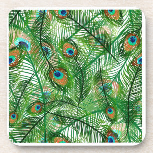 Peacock feathers pattern coaster