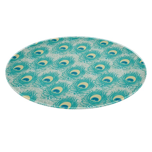 Peacock feathers pattern cutting board (Corner)