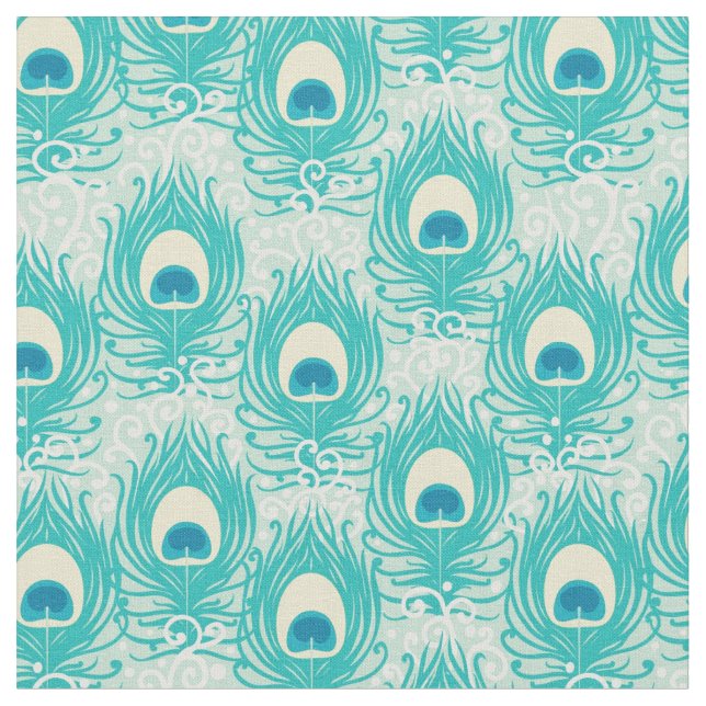 Peacock feathers pattern fabric (Close Up)