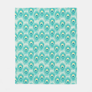 Peacock feathers pattern fleece blanket