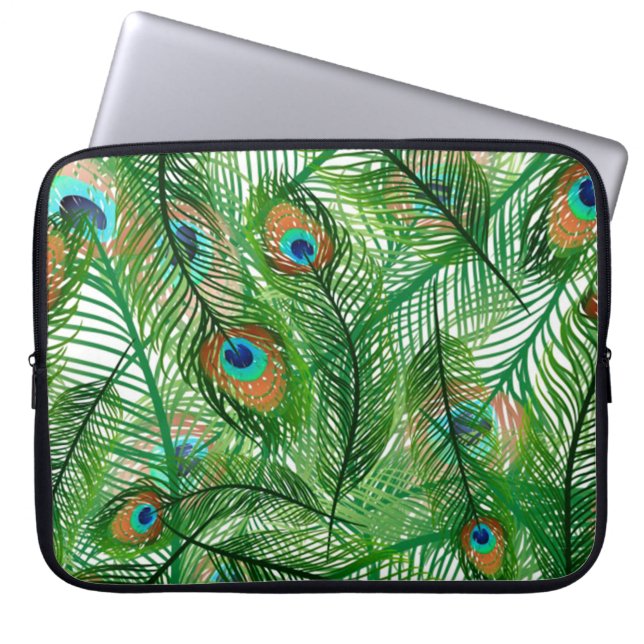 peacock feathers pattern laptop sleeve (Front)