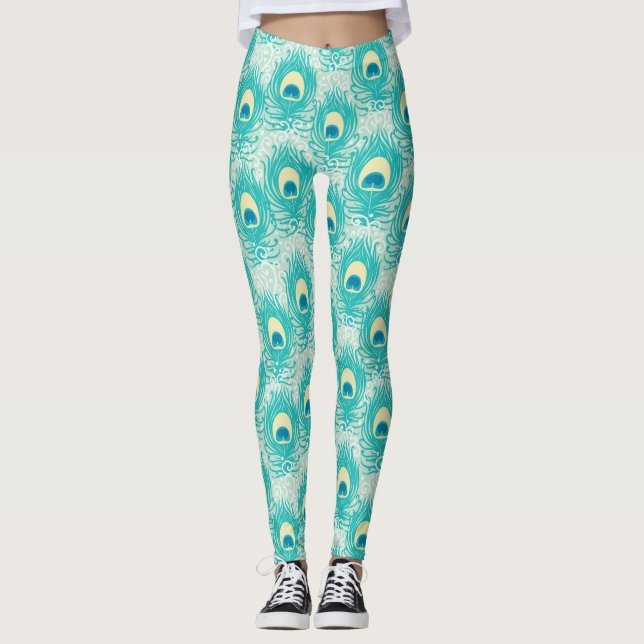 Peacock feathers pattern leggings (Front)