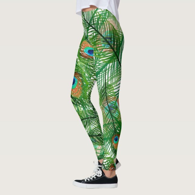 peacock feathers pattern leggings (Left)