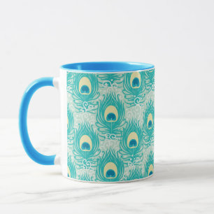 Peacock feathers pattern mug