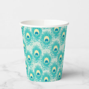 Peacock feathers pattern paper cups