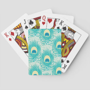 Peacock feathers pattern playing cards