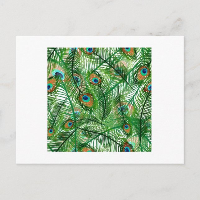Peacock feathers pattern postcard (Front)