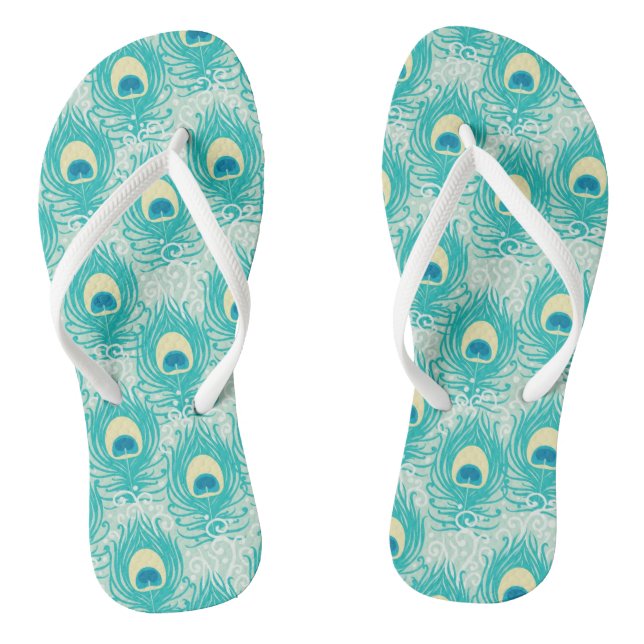 Peacock feathers pattern thongs (Footbed)