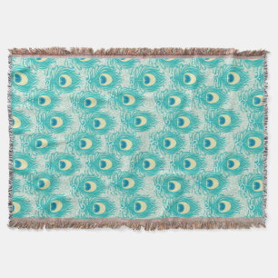 Peacock feathers pattern throw blanket