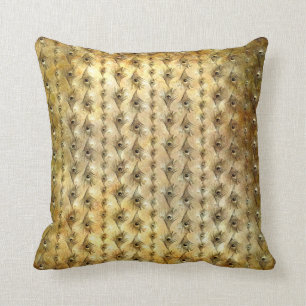Peacock Feathers Pillow Shades of Gold