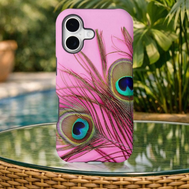 Peacock Feathers Pink iPhone Tough Case-Mate Case (Creator Uploaded)