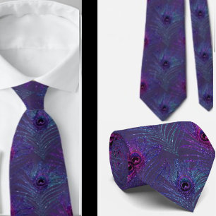 Peacock Feathers Purple Blue Neck Tie Necktie