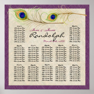 Peacock Feathers Reception Table Seating Chart