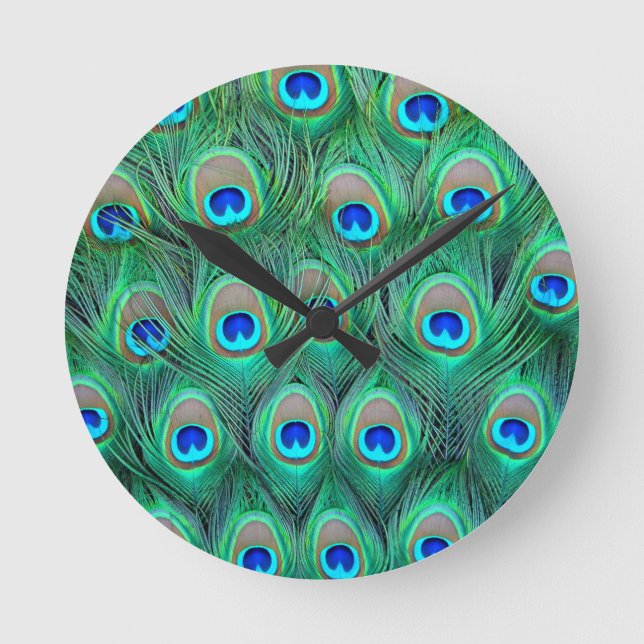 Peacock Feathers Round Clock (Front)