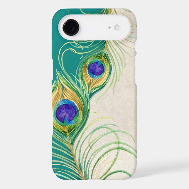 Peacock Feathers Royal Damask Personalised Names Case-Mate iPhone Case (Back)