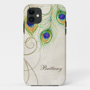 Peacock Feathers Royal Damask Personalised Names iPhone 11 Case