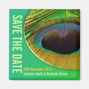 Peacock Feathers Save the Date Magnet