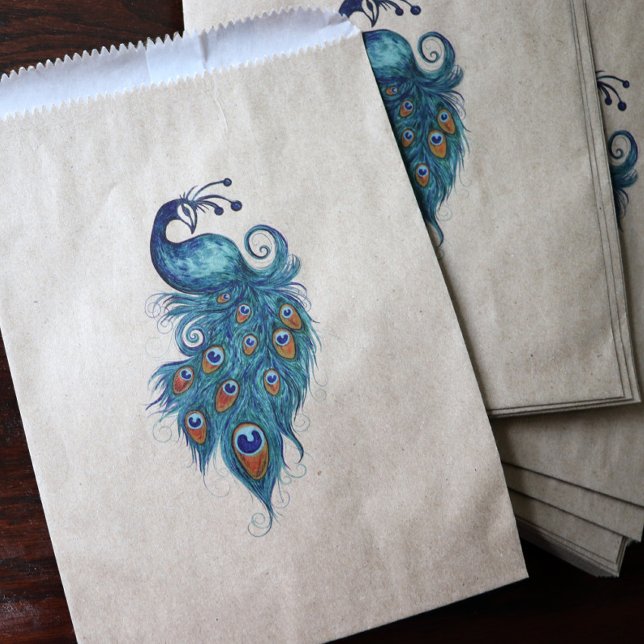 Peacock Feathers Teal Peacocks       Favour Bag (Creator Uploaded)