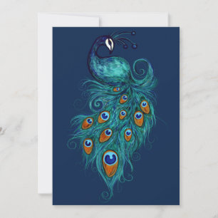 Peacock Feathers Teal Peacocks                     Holiday Card