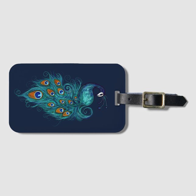 Peacock Feathers Teal Peacocks                     Luggage Tag (Front Horizontal)