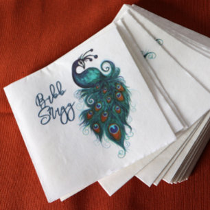 Peacock Feathers Teal Peacocks Napkin