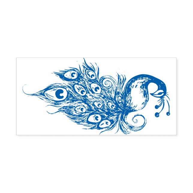 Peacock Feathers Teal Peacocks                     Self-inking Stamp (Design)