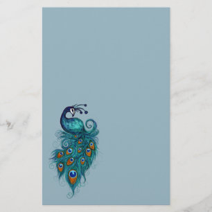 Peacock Feathers Teal Peacocks Stationery