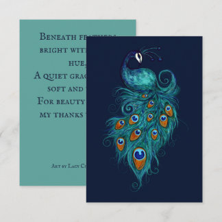 Peacock Feathers Teal Peacocks Thank You Card