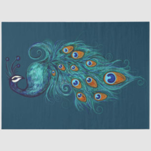 Peacock Feathers Teal Peacocks                     Tissue Paper