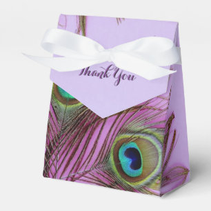 Peacock Feathers Thank You Party Favour Box