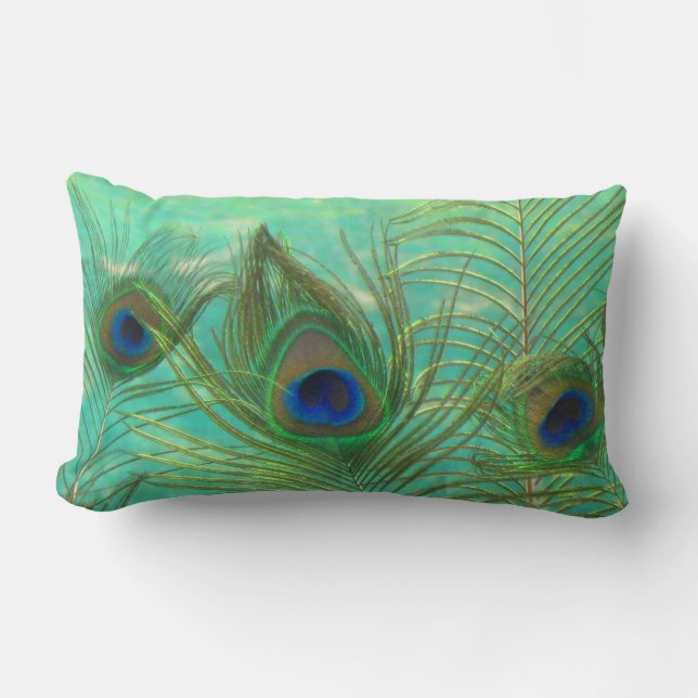 Peacock Feathers Throw Pillow (Front)